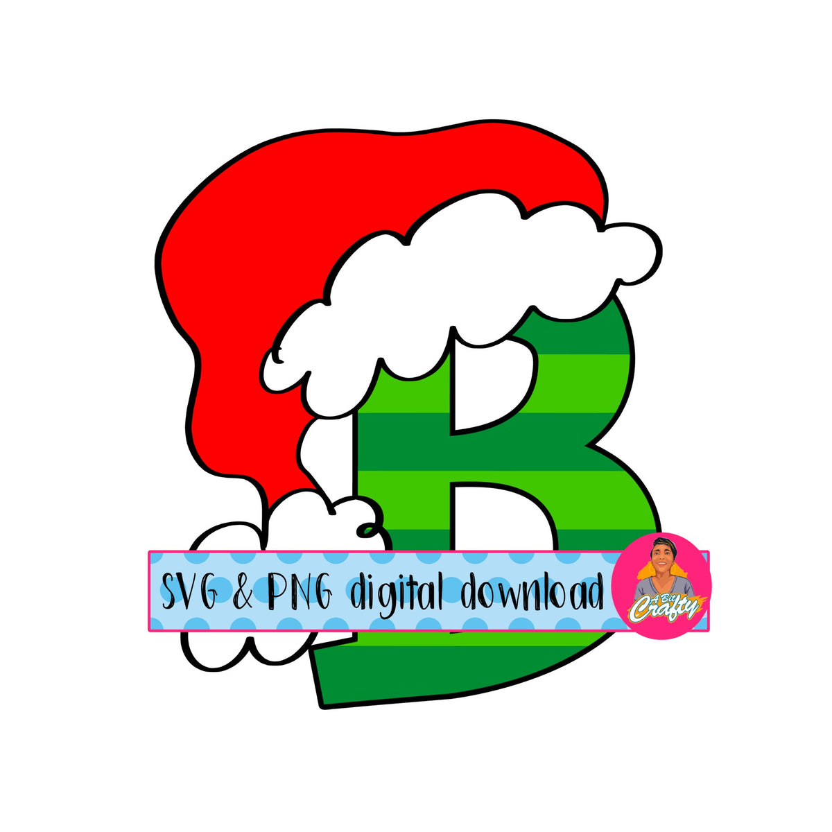 Letter B/Mascot/Team/Initial/Christmas/Monogram/Xmas/Santa Hat Svg/ Pn