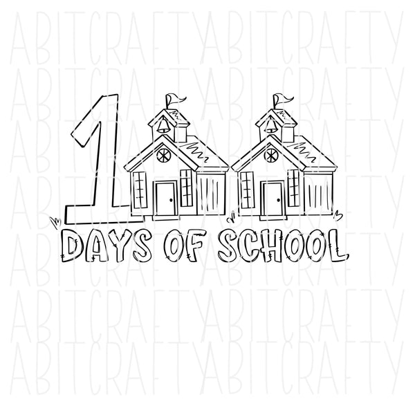 100th day school clipart black and white