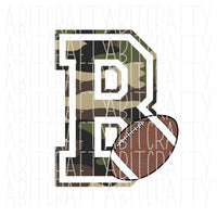 Camo Letter B Football Mascot png/sublimation/digital download