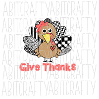 Give Thanks Cute Girl Turkey png, digital download, sublimation