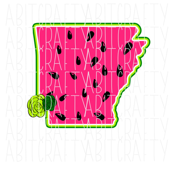 Arkansas Watermelon/Summer/ PNG/SVG/print and cut/ sublimation, digital download, vector art - alternate version included!