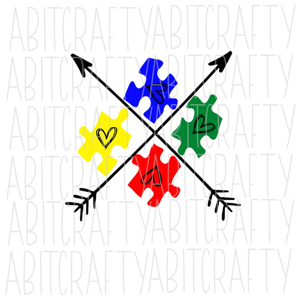 Autism Arrows with Hearts /Autism Awareness SVG, PNG, sublimation, digital download, cricut, silhouette, print n cut, waterslide