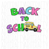 School/Bus/Student PNG/Sublimation, digital download - hand drawn