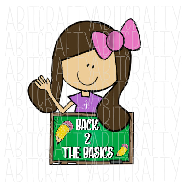 School/Teacher/Student PNG/Sublimation, digital download - hand drawn - 2 skin tones included