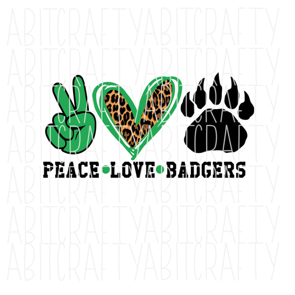 2 Badger Designs! Peace, Love, Badgers (svg, png) & Distressed Badgers (PNG only) - sublimation, digital download - 2 styles included!