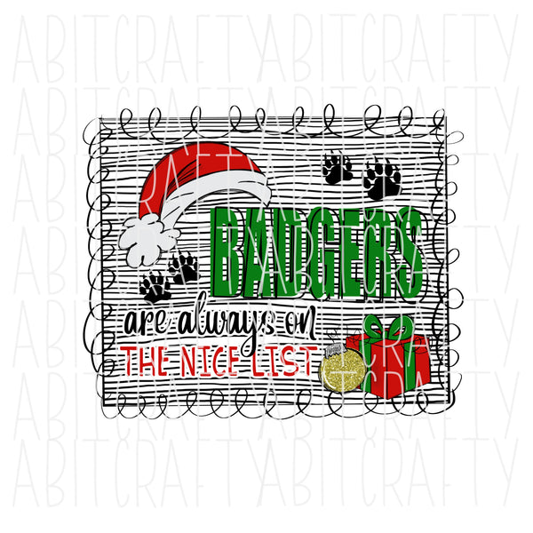 Badgers Sublimation/Badgers Christmas/Christmas Sublimation/Santa/Merry/Joy/Presents/Ornament PNG, Digital Download, Print then Cut, DTG