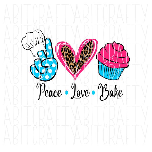 Peace Love Bake SVG/PNG/Sublimation Digital Download, cricut, silhouette