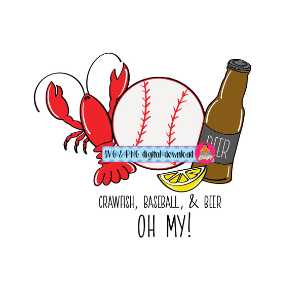 Crawfish, Baseball, and Beer/Love, Crawfish/Tails/Mudbugs/Heads svg,png, sublimation, digital download - hand drawn - fully cuttable