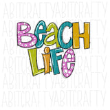 Beach Life PNG, Sublimation, digital download - hand drawn