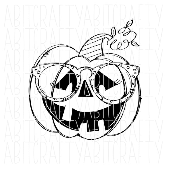 Cuttable Girl Pumpkin with Leopard Glasses/Cute Pumpkin/Jack-O-Lantern SVG, PNG, JPEG/Sublimation/Digital Download - hand drawn