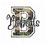 Bobcats Camo/Back to School/Teacher Shirt/PNG/Sublimation, print and cut, digital download