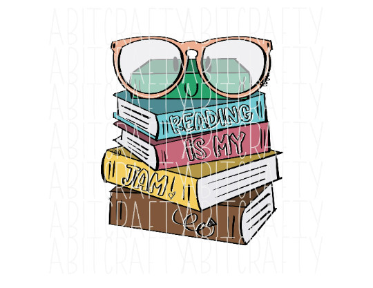 Stacked Books/Glasses/Nerd png, sublimation, digital download- hand drawn, DTG, Print then Cut