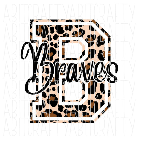 Leopard Braves School Mascot/Back to School/PNG/Sublimation, Digital Download