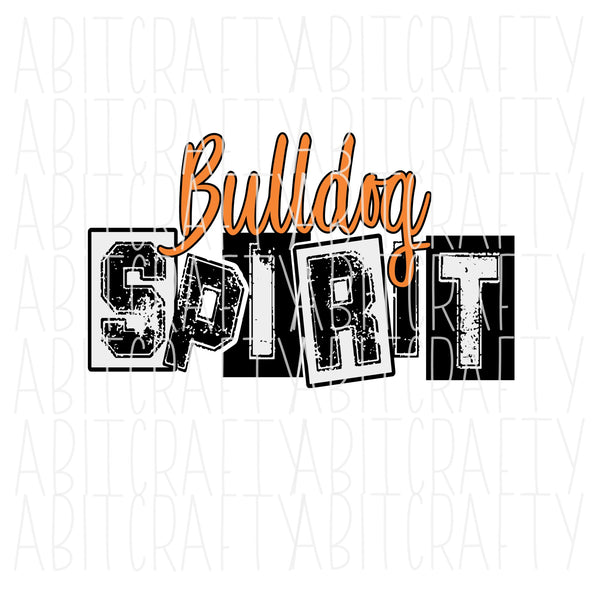 Bulldog Spirit Orange PNG/Sublimation File, digital download, print then cut, DTG