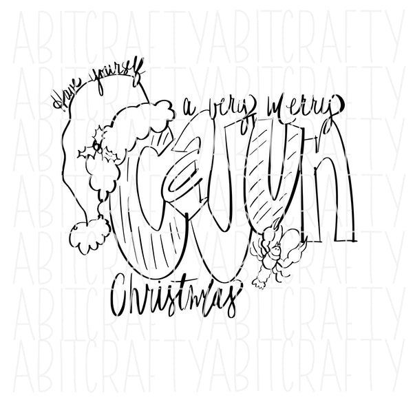 Merry Cajun Christmas Cuttable/South/Southern Christmas/Louisiana/Cajun/Creole svg/ png, sublimation, digital download - hand drawn