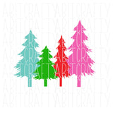 Christmas Trees/Trio of Trees/Patterned Trees png, svg, dtg, print then cut, sublimation, digital download