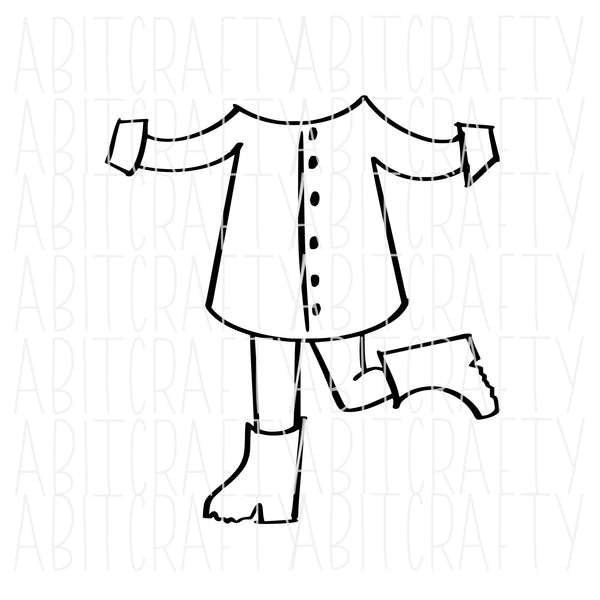 Winter coat with boots /Christmas/Coloring Page svg, png digital download, sublimation, cricut, silhouette - hand drawn - !!DollarDeal!!