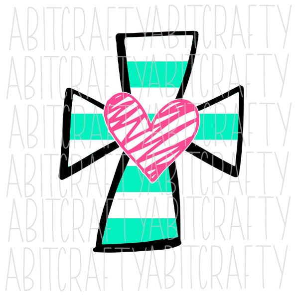 Cross With Heart svg, png, sublimation, digital download, cricut, silhouette, print n cut, vector art