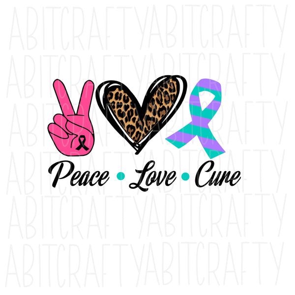 Peace Love Cure -Thyroid Cancer svg, png, sublimation, digital download, cricut and silhouette cut file