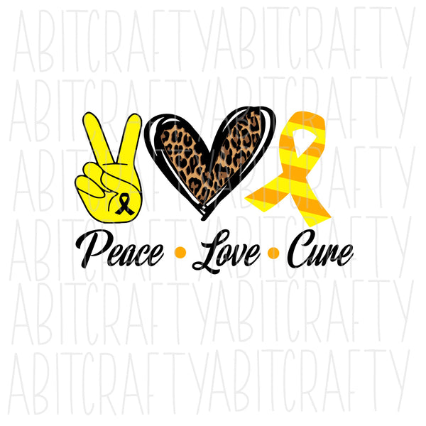 Peace Love Cure -Yellow/Gold svg, png, sublimation, digital download, cricut and silhouette cut file