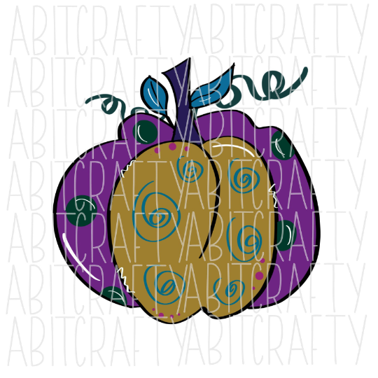 Patterned Pumpkin/Fall/Door hanger/Autumn png, sublimation, digital download, water slide, print and cut- hand drawn