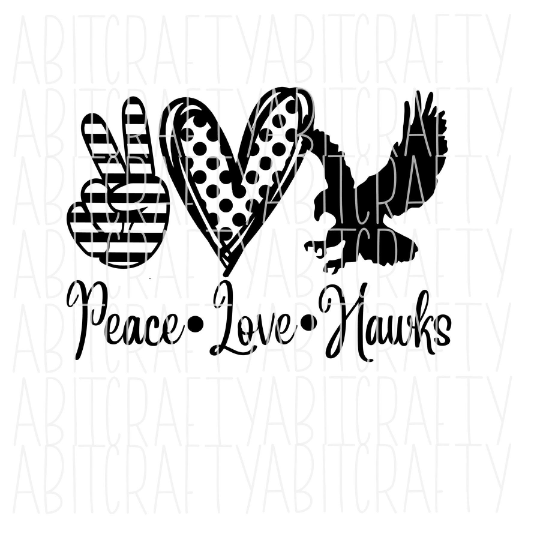 Peace Love Hawks SVG, PNG/Sublimation Digital Download, Cricut, Silhou