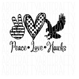 Peace Love Hawks SVG, PNG/Sublimation Digital Download, Cricut, Silhouette, vector art - 2 colors included!