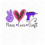 Peace Love Craft svg, png, sublimation, digital download, cricut, silhouette, vector art