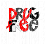 Drug Free Me,That's Me - Red Ribbon Week svg, png, sublimation, digital download - hand drawn - upgraded to add an svg version!