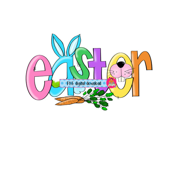 Easter/Bunny/Spring PNG, Sublimation, digital download, cricut, silhouette, print and cut, waterslide - hand drawn