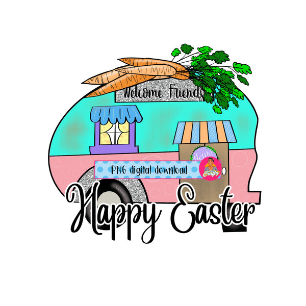 Happy Easter/Easter Camper/Easter Sublimation/Spring PNG, Sublimation, digital download, cricut, silhouette, print and cut, waterslide