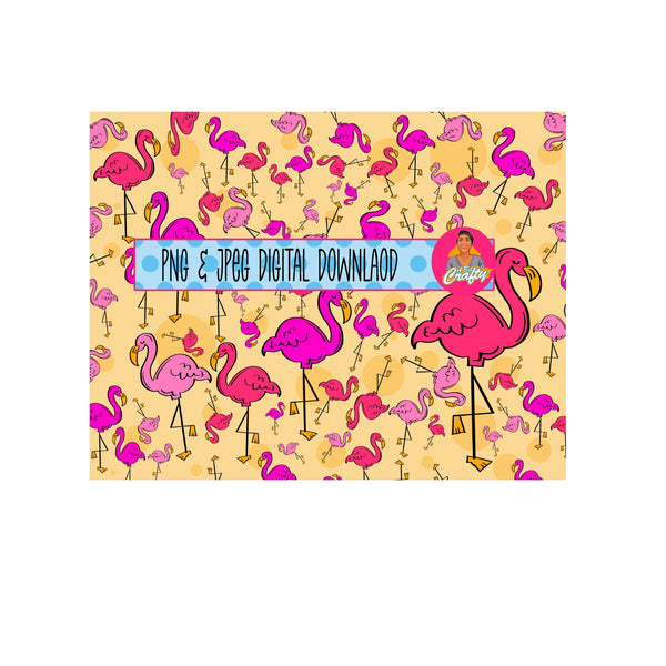 Flamingo Repeat digital paper/scrapbook paper/PNG/JPEG- hand drawn