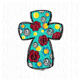 Cross PNG, sublimation, digital download - hand drawn