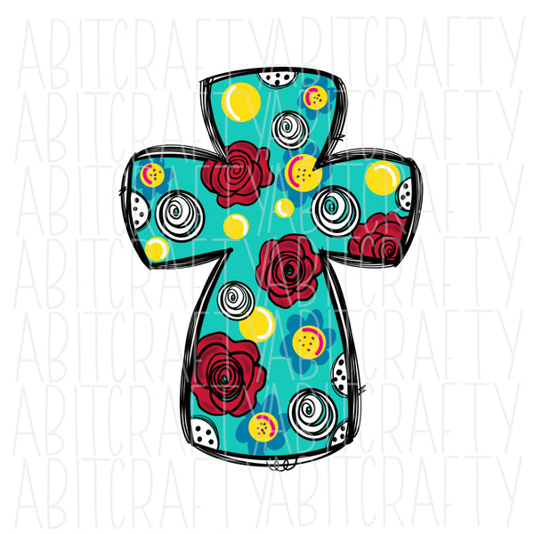 Cross PNG, sublimation, digital download - hand drawn