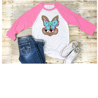 Girl Bunny/Easter Bunny with Bow/Spring/Hop PNG, Sublimation, print then cut, digital download - hand drawn