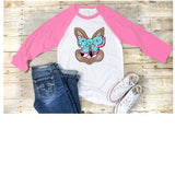 Girl Bunny/Easter Bunny with Bow/Spring/Hop PNG, Sublimation, print then cut, digital download - hand drawn