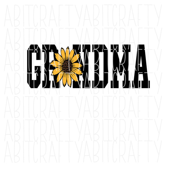 Grandma with Sunflower SVG, PNG, sublimation, digital download, vector art, cricut, silhouette