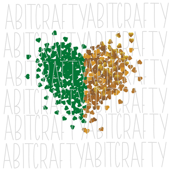Green and Gold Heart/St. Patrick's Day PNG, sublimation, digital download