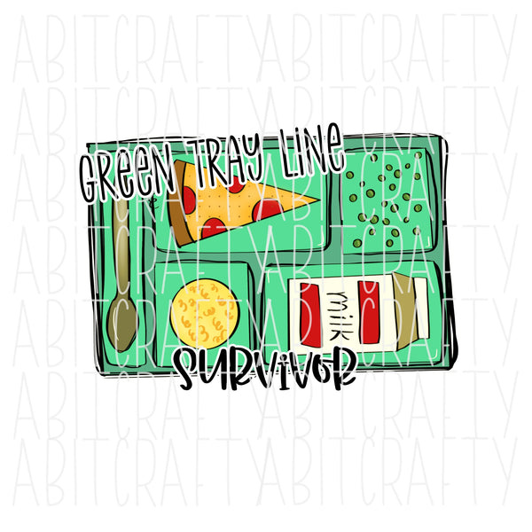 Green Tray/Cafeteria/Lunch/Lunchtime/Free PNG/Sublimation/Digital Download - hand drawn