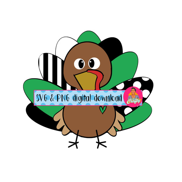 Cute GreenTurkey png, svg,Thanksgiving SVG,Turkey svg, cricut, silhouette, Give Thanks, Thankful/ digital download, sublimation - 2 versions