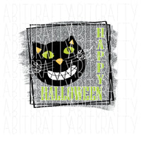 Halloween/Black Cat/Witch Hat/Scary/PNG/Sublimation/Digital Download - hand drawn