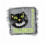 Halloween/Black Cat/Witch Hat/Scary/PNG/Sublimation/Digital Download - hand drawn