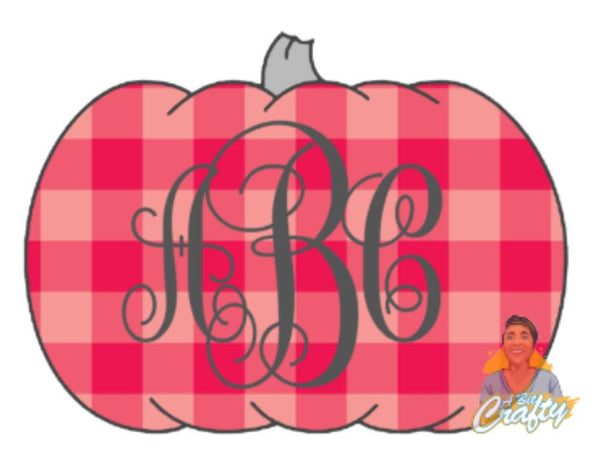 Plaid Pink Pumpkin png, jpeg, sublimation, digital download/monogram pumpkin