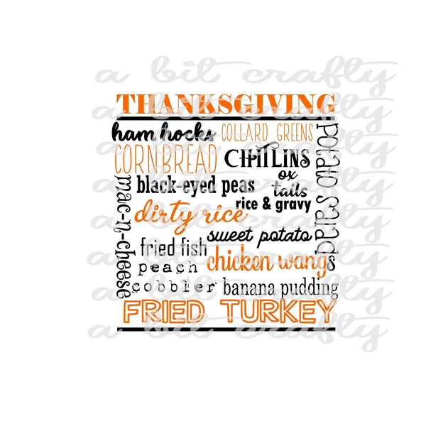 Thanksgiving/Soul Food Menu svg, png, sublimation, digital download, cricut, silhouette !!DollarDeal!!