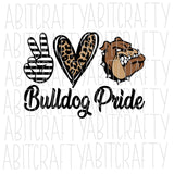 Peace, Love, Bulldogs SVG/PNG/Sublimation File, digital download, cricut, silhouette