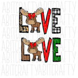 LOVE Christmas Moose svg, png, jpeg, sublimation, digital download, cricut, silhouette, print and cut - 2 versions included!