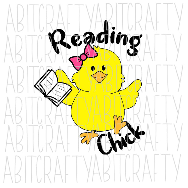 Reading Chick SVG, PNG, sublimation, digital download, cricut, silhouette, print n cut, waterslide