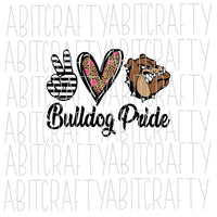 Peace, Love, Bulldogs SVG/PNG/Sublimation File, digital download, cricut, silhouette