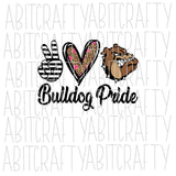 Peace, Love, Bulldogs SVG/PNG/Sublimation File, digital download, cricut, silhouette