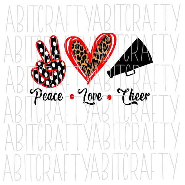 Peace, Love, Cheer svg, png, sublimation, digital download, cricut, silhouette